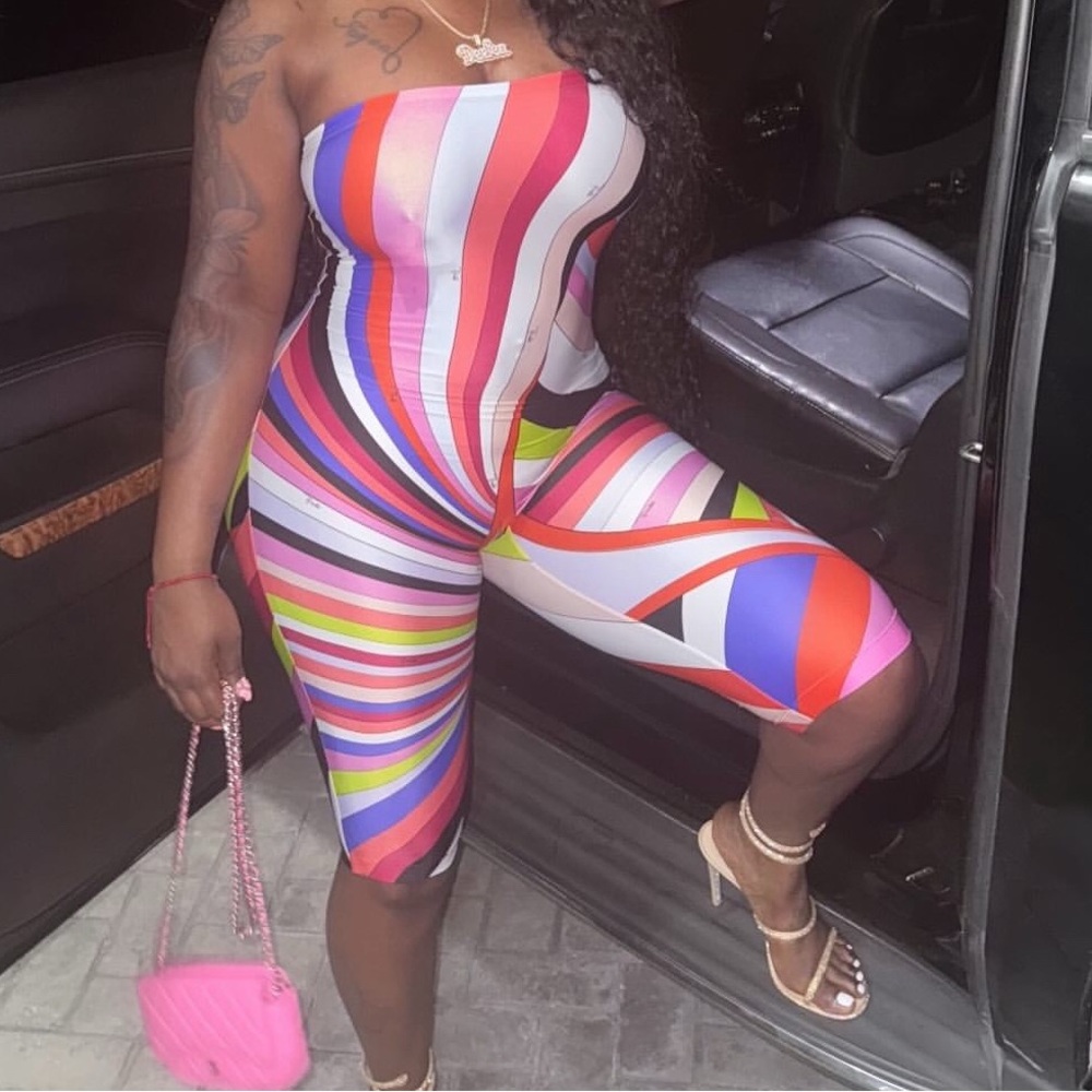 Emilio Pucci Red and Pink Striped Jumpsuit